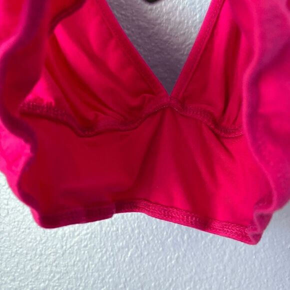 SHEIN BAE Solid Crop Tank Top Hot Pink Backless Stretch Lightweight Small Deep V - Picture 5 of 6